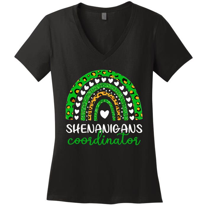 Shenanigans Coordinator Rainbow St Patricks Day Teacher Mom Women's V-Neck T-Shirt