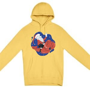 Santa Claus Riding Lobster Premium Pullover Hoodie