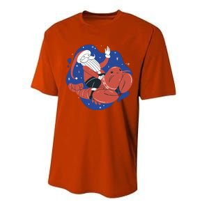 Santa Claus Riding Lobster Performance Sprint T-Shirt