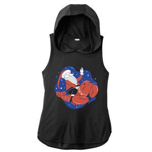 Santa Claus Riding Lobster Ladies PosiCharge Tri-Blend Wicking Draft Hoodie Tank