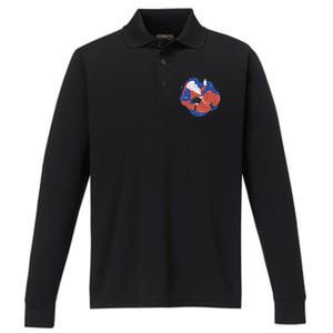 Santa Claus Riding Lobster Performance Long Sleeve Polo