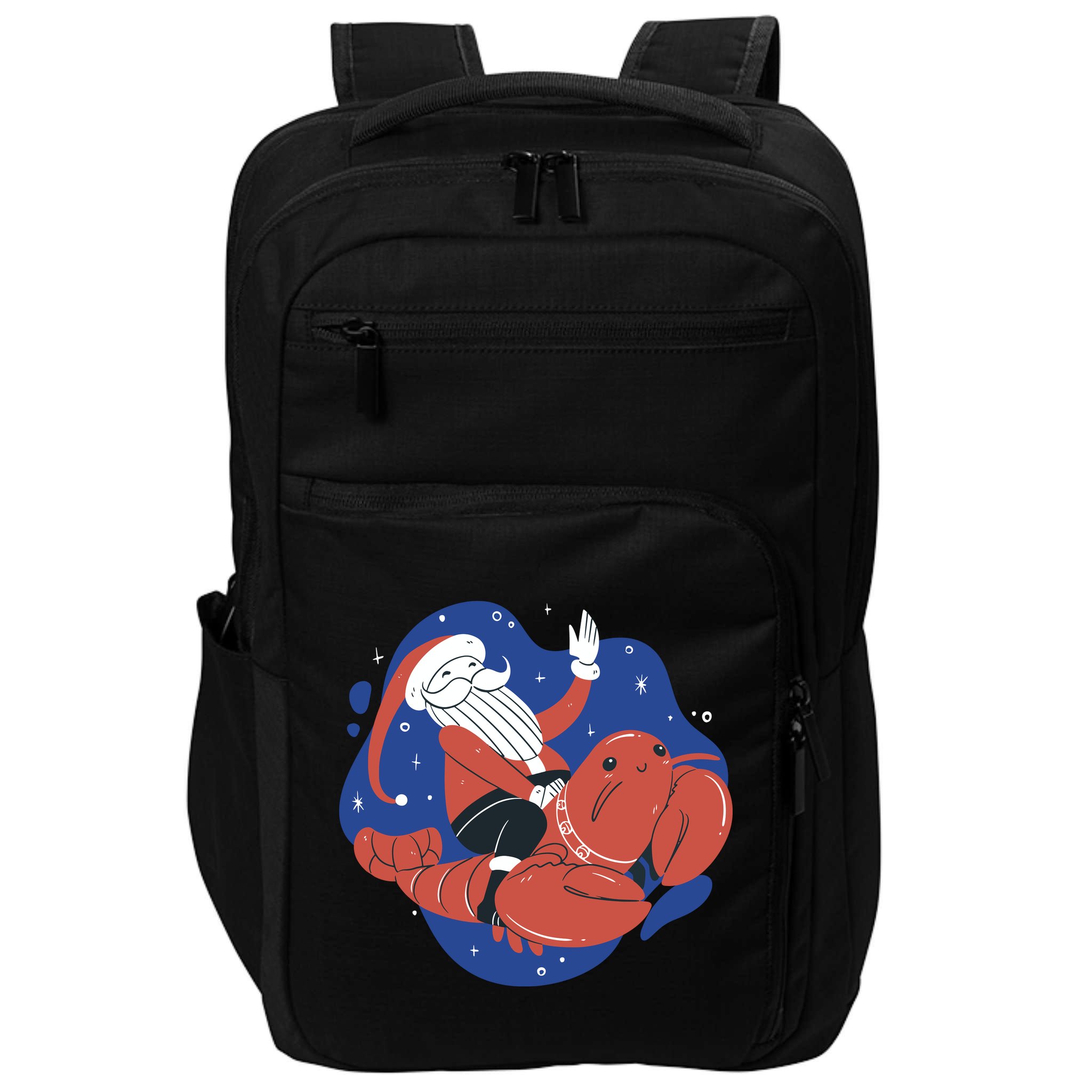Santa Claus Riding Lobster Impact Tech Backpack