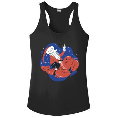 Santa Claus Riding Lobster Ladies PosiCharge Competitor Racerback Tank