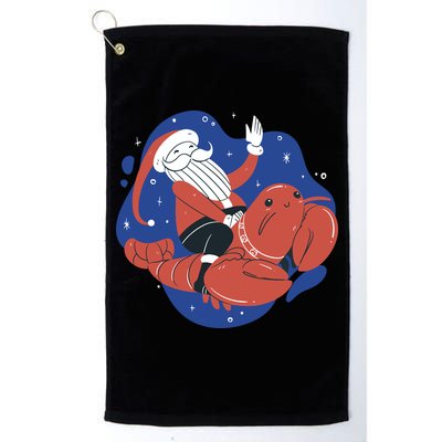 Santa Claus Riding Lobster Golf Towel