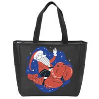 Santa Claus Riding Lobster Zip Tote Bag