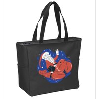 Santa Claus Riding Lobster Zip Tote Bag