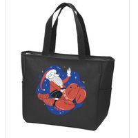 Santa Claus Riding Lobster Zip Tote Bag