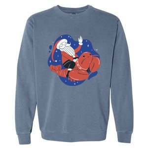 Santa Claus Riding Lobster Garment-Dyed Sweatshirt