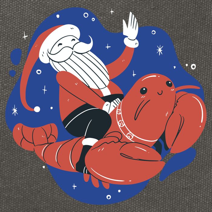 Santa Claus Riding Lobster Cotton Canvas Backpack
