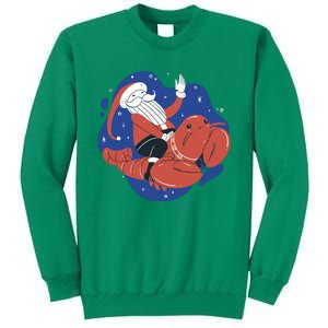 Santa Claus Riding Lobster Sweatshirt