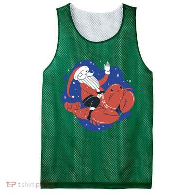 Santa Claus Riding Lobster Mesh Reversible Basketball Jersey Tank