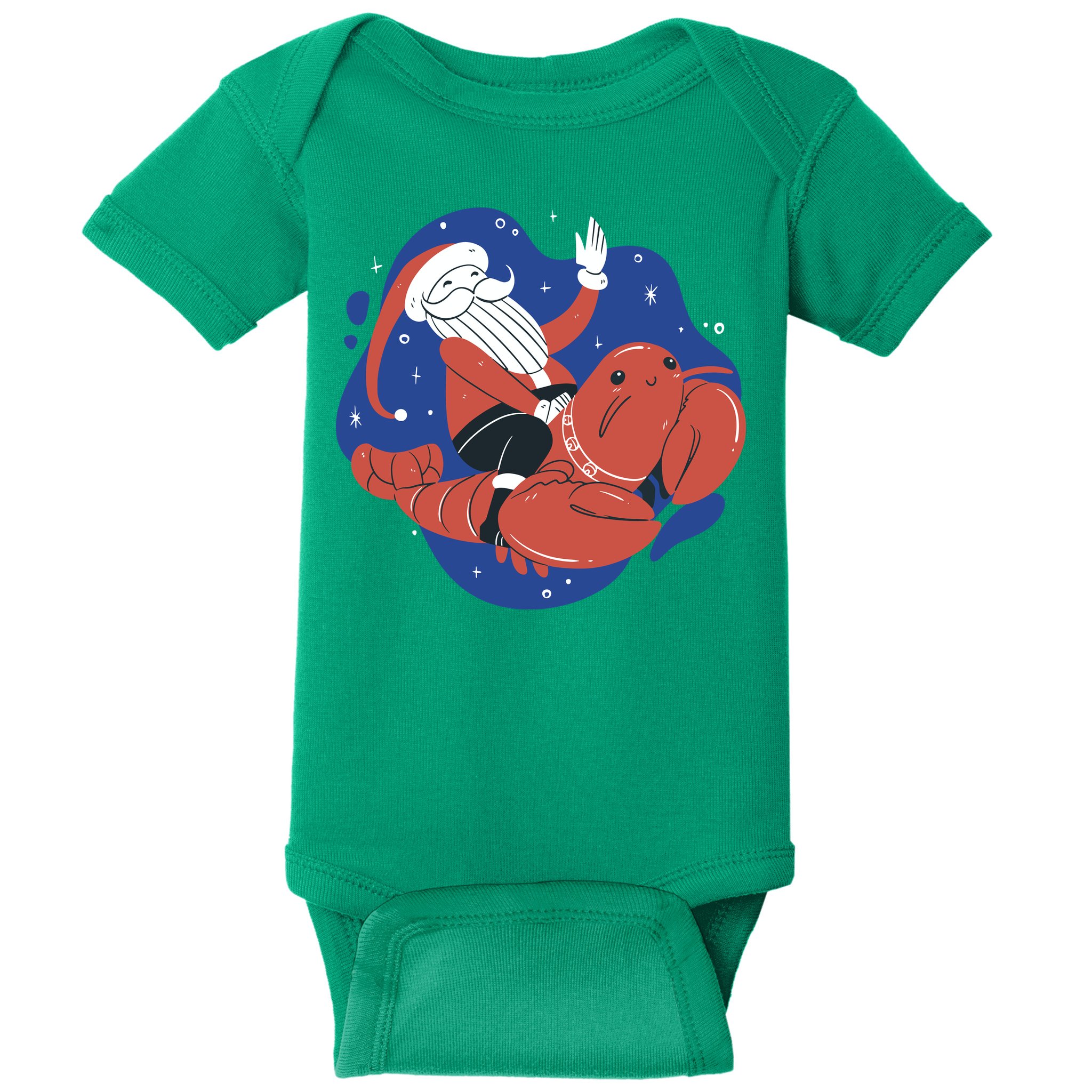Santa Claus Riding Lobster Baby Bodysuit
