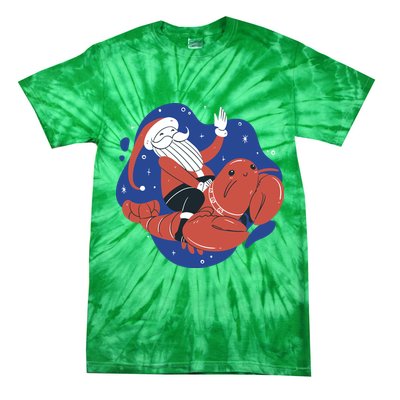 Santa Claus Riding Lobster Tie-Dye T-Shirt