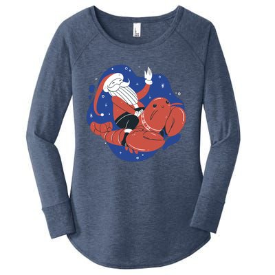 Santa Claus Riding Lobster Women's Perfect Tri Tunic Long Sleeve Shirt