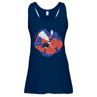 Santa Claus Riding Lobster Ladies Essential Flowy Tank