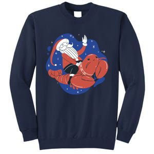 Santa Claus Riding Lobster Tall Sweatshirt