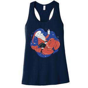 Santa Claus Riding Lobster Women's Racerback Tank