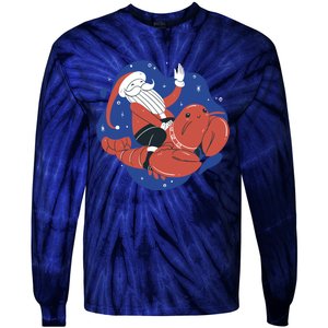 Santa Claus Riding Lobster Tie-Dye Long Sleeve Shirt