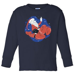 Santa Claus Riding Lobster Toddler Long Sleeve Shirt