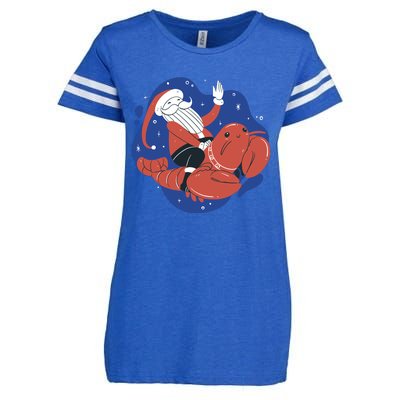 Santa Claus Riding Lobster Enza Ladies Jersey Football T-Shirt