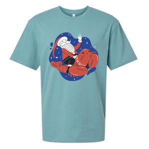 Santa Claus Riding Lobster Sueded Cloud Jersey T-Shirt