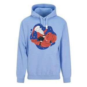 Santa Claus Riding Lobster Unisex Surf Hoodie