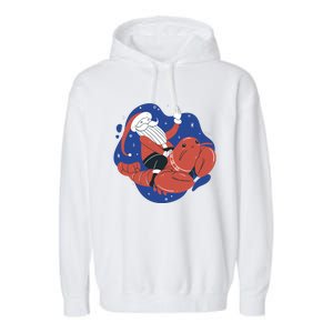 Santa Claus Riding Lobster Garment-Dyed Fleece Hoodie