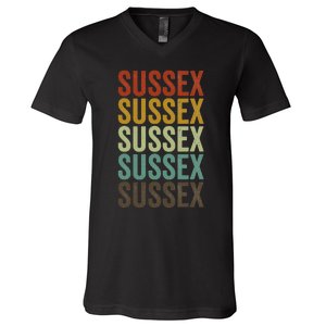 Sussex City Retro V-Neck T-Shirt