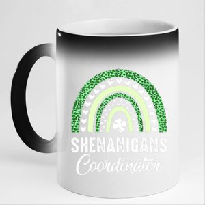 Shenanigans Coordinator Rainbow St Patricks Day Teacher Gift 11oz Black Color Changing Mug