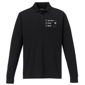 Screw A Nut Bolt Performance Long Sleeve Polo