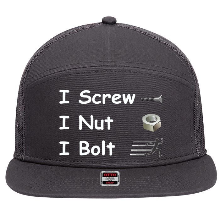 Screw A Nut Bolt 7 Panel Mesh Trucker Snapback Hat