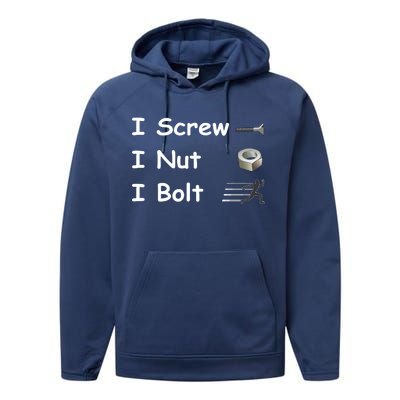 Screw A Nut Bolt Performance Fleece Hoodie