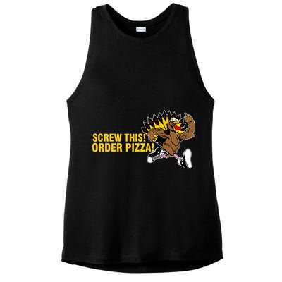 Screw This Order Pizza Turkey Running Ladies PosiCharge Tri-Blend Wicking Tank