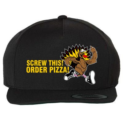 Screw This Order Pizza Turkey Running Wool Snapback Cap