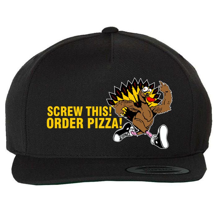 Screw This Order Pizza Turkey Running Wool Snapback Cap