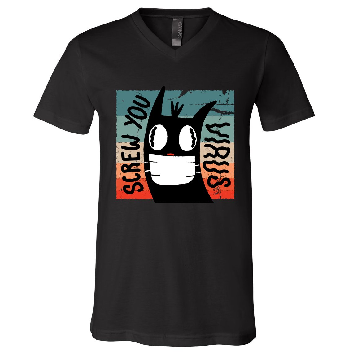 Screw You Virus Cat V-Neck T-Shirt