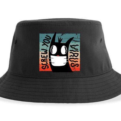 Screw You Virus Cat Sustainable Bucket Hat