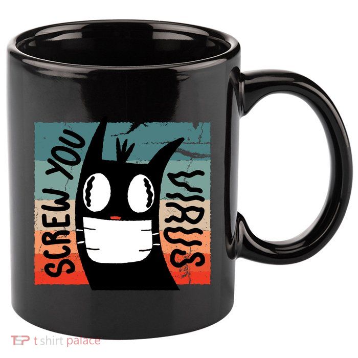 Screw You Virus Cat 11oz C Handle Ceramic Mug