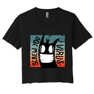 Screw You Virus Cat Crop Top