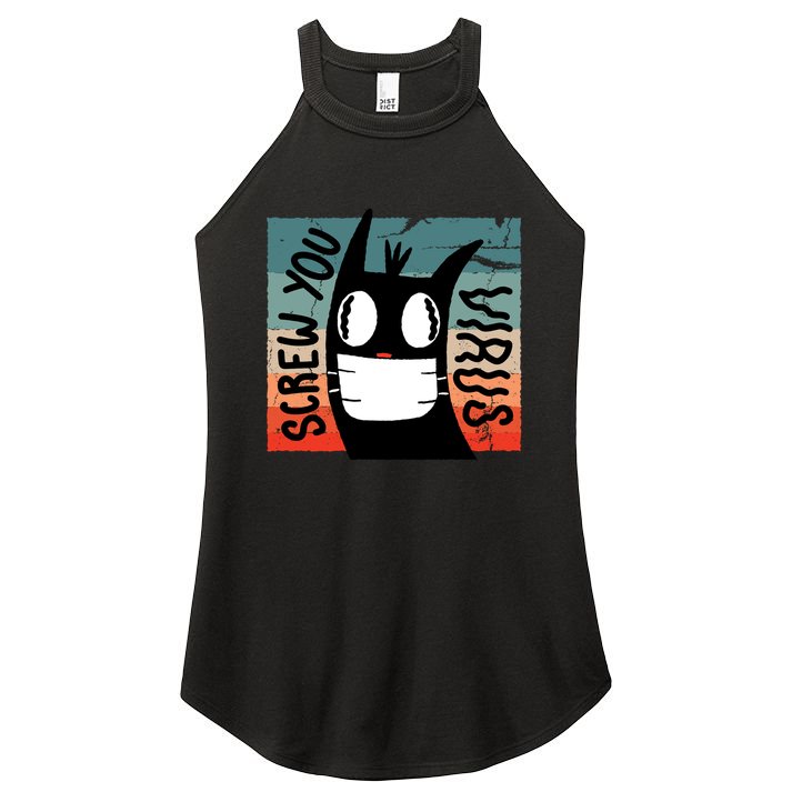 Screw You Virus Cat Women's Perfect Tri Rocker Tank