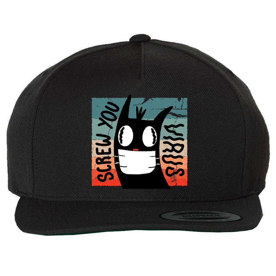 Screw You Virus Cat Wool Snapback Cap