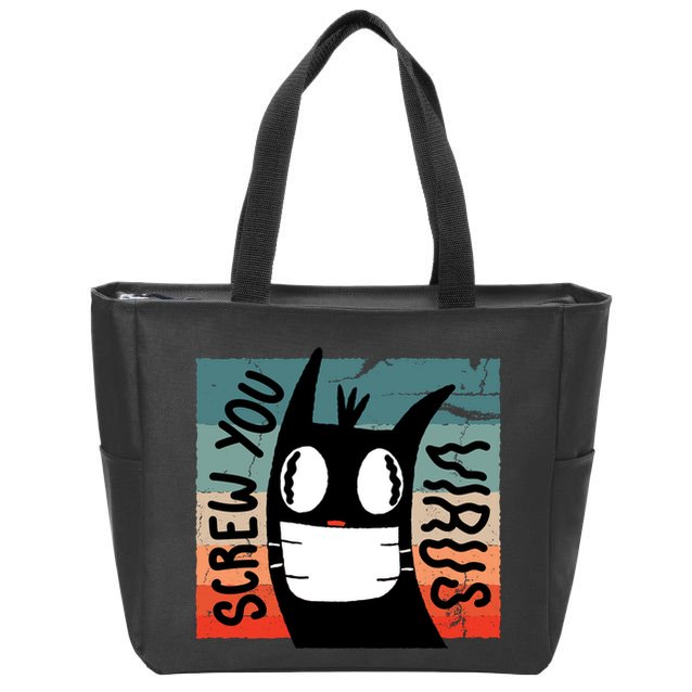 Screw You Virus Cat Zip Tote Bag