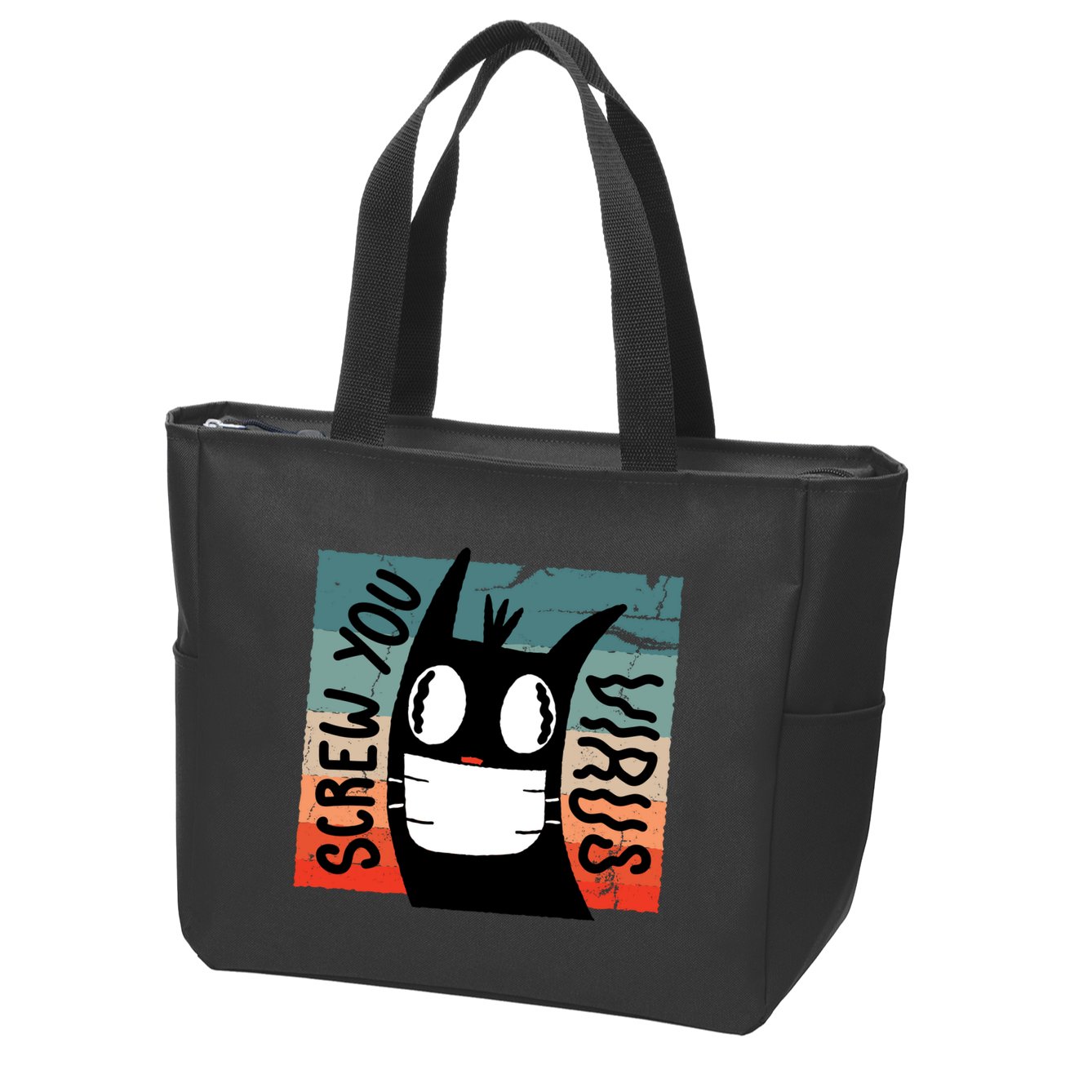 Screw You Virus Cat Zip Tote Bag