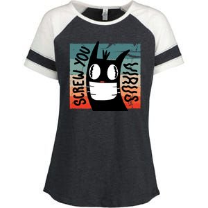 Screw You Virus Cat Enza Ladies Jersey Colorblock Tee