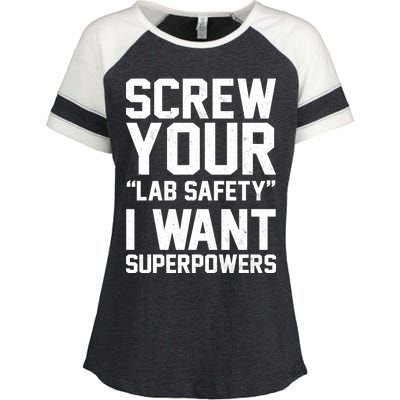 Screw Your Lab Safety I Want Superpowers Enza Ladies Jersey Colorblock Tee