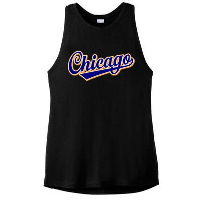 Script Chicago Logo Ladies PosiCharge Tri-Blend Wicking Tank