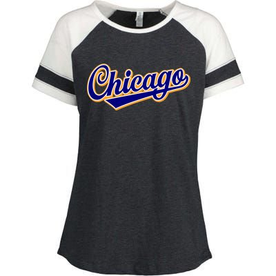 Script Chicago Logo Enza Ladies Jersey Colorblock Tee