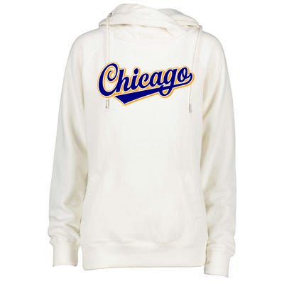 Script Chicago Logo Womens Funnel Neck Pullover Hood