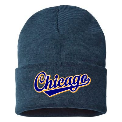 Script Chicago Logo Sustainable Knit Beanie