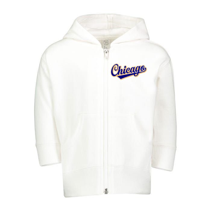 Script Chicago Logo Toddler Zip Fleece Hoodie